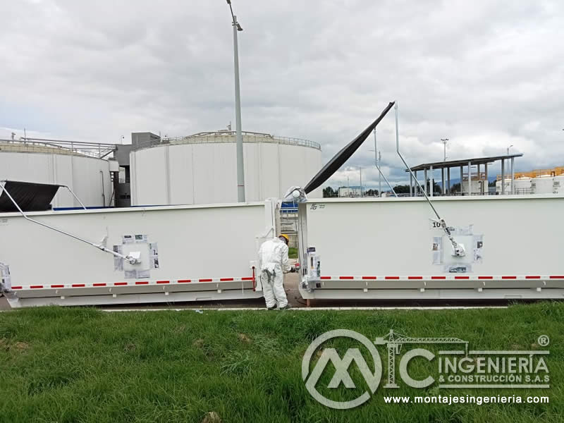 Contenedores de residuos para planta de tratamiento de aguas residuales en Bogotá, Colombia. Montajes, Ingeniería y Construcción. MIC SAS.