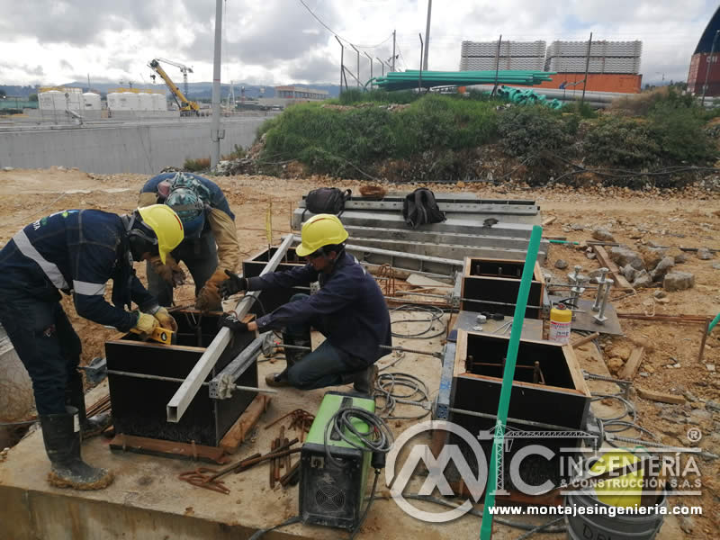 Construcción de bases estructurales para cimentaciones, anclajes y zapatas de construcciones en acero en Bogotá, Colombia. Montajes, Ingeniería y Construcción. MIC SAS