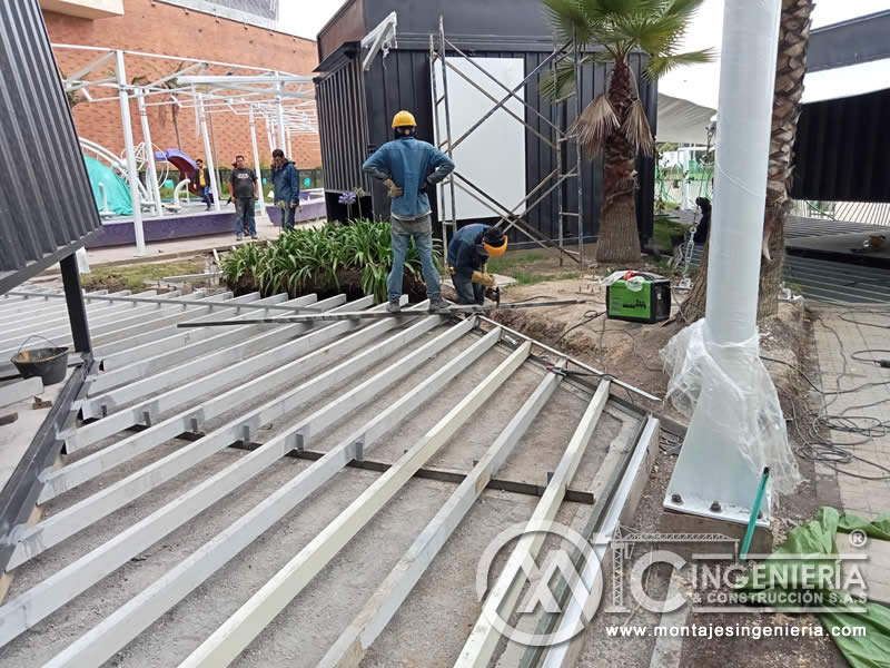 Estructura metálica de alta calidad para módulos comerciales en Bogotá, Colombia. Montajes, Ingeniería y Construcción. MIC SAS.