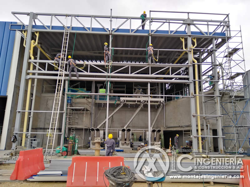 Estructuras arriostradas para la construcción de fachadas metálicas en Bogotá, Colombia. Montajes, Ingeniería y Construcción. MIC SAS