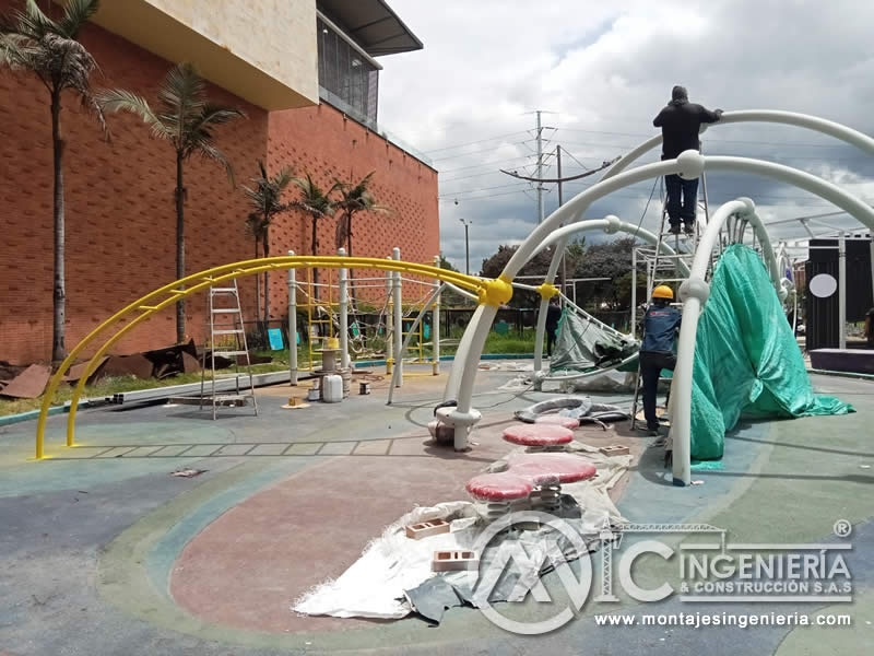 Componentes metálicos y estructuras en acero para parques infantiles en Bogotá, Colombia. Montajes, Ingeniería y Construcción. MIC SAS.