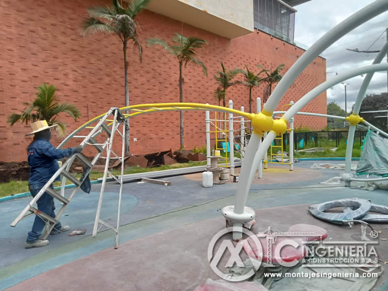 Componentes metálicos y estructuras en acero para parques infantiles en Bogotá, Colombia. Montajes, Ingeniería y Construcción. MIC SAS.