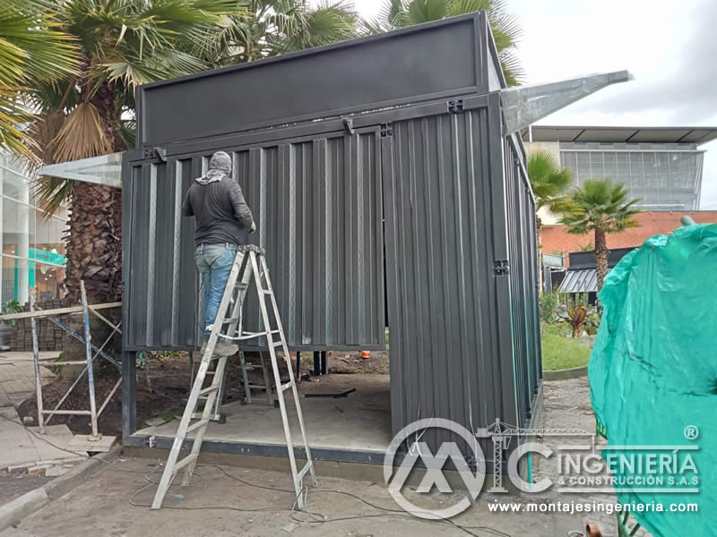 Estructura metálica personalizada para módulos y locales comerciales en Bogotá, Colombia. Montajes, Ingeniería y Construcción. MIC SAS.