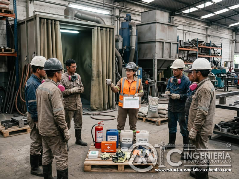 Educación ambiental para trabajadores de sandblasting sobre residuos, polvo, ruido y agua en Bogotá, Colombia. Montajes, Ingeniería y Construcción. MIC SAS. Educación ambiental para trabajadores de sandblasting sobre residuos, polvo, ruido y agua en Bogotá, Colombia. Montajes, Ingeniería y Construcción. MIC SAS.