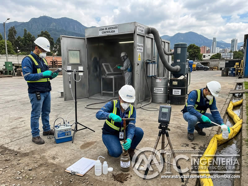 Monitoreo ambiental en sandblasting para evaluar aire, agua y suelo durante la operación en Bogotá, Colombia. Montajes, Ingeniería y Construcción. MIC SAS. Monitoreo ambiental en sandblasting para evaluar aire, agua y suelo durante la operación en Bogotá, Colombia. Montajes, Ingeniería y Construcción. MIC SAS.